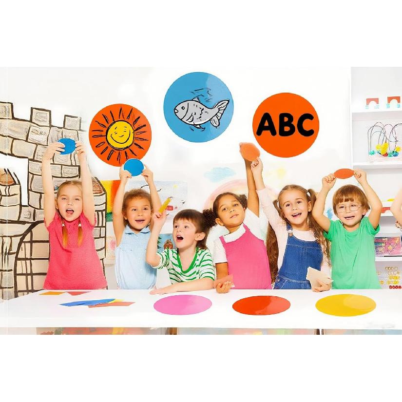 PinCute Updated Larger Sized 11.8 inch 10 Pack Dry Erase Dots Circles Sticker for Spots Tables, Colorful Removable Whiteboard Painting Marker,