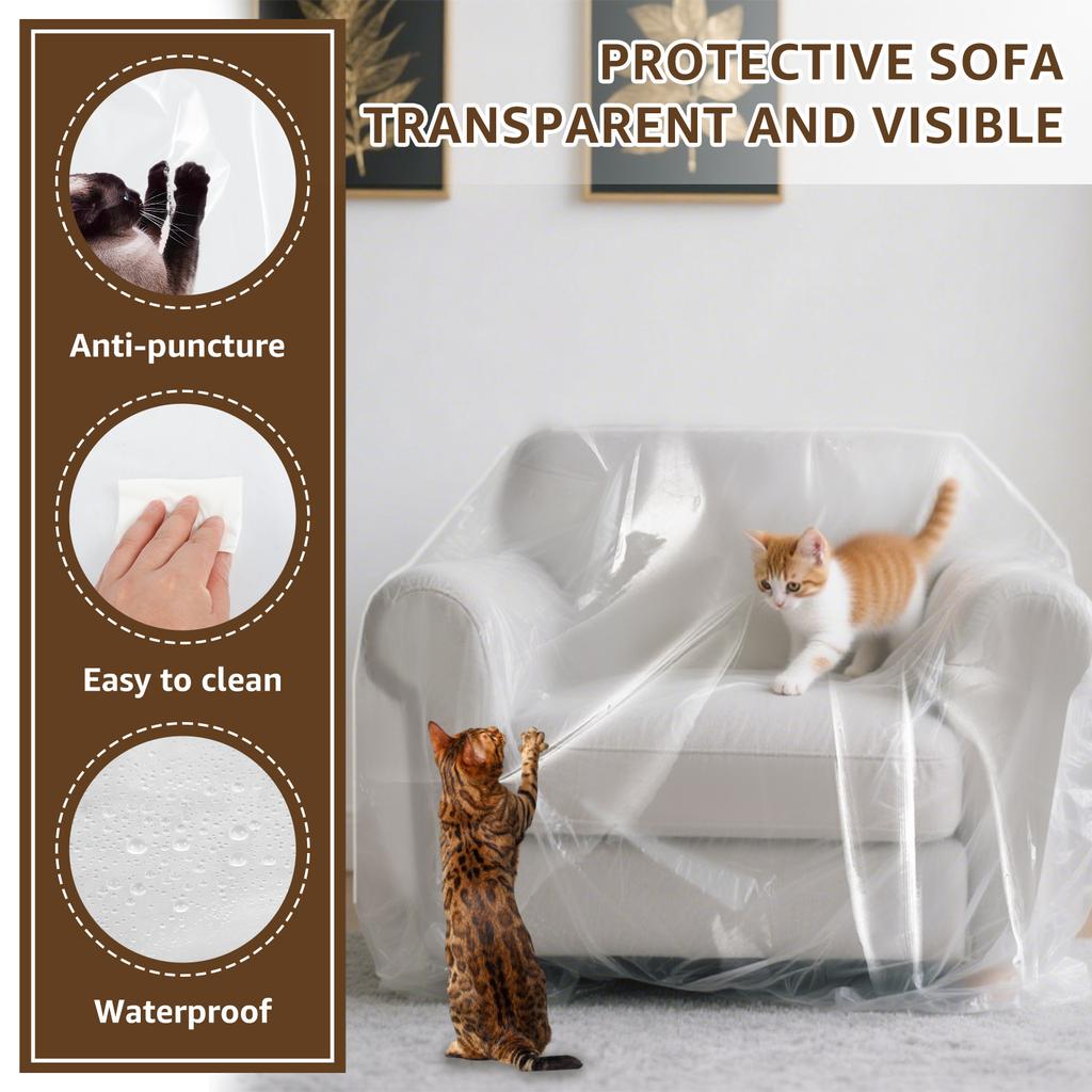 2Pcs Transparent Sofa Dust Cover Plastic Waterproof Recliner Protector Cover Multi purpose Furniture Protective Cover for Home