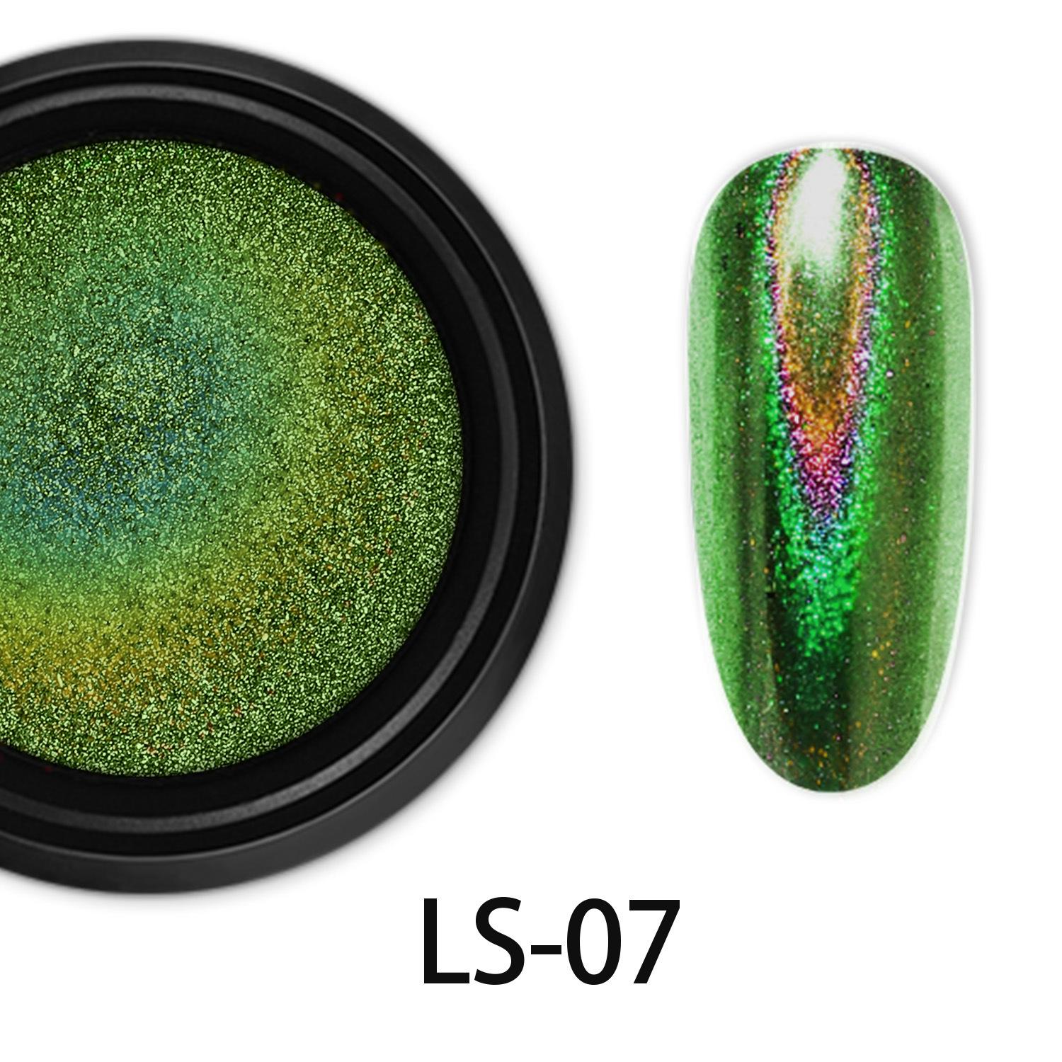 Tycoon Gold Laser & Mirror Silver Titanium Nail Art Powder LS-07 Green