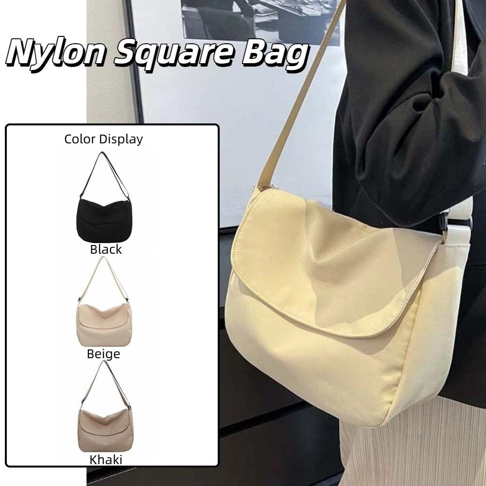 Soft Large Capacity Shoulder Bag Adjustable Strap Women Messenger Pouch Nylon Square Bag  Men