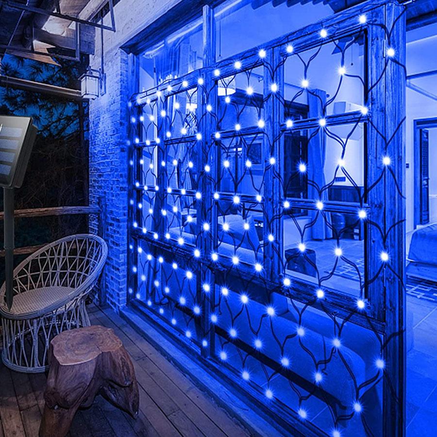 3x2M Solar Garden Net String Lights Outdoor Mesh Lights Solar Fairy Net Light Mesh Bush Light for Wedding Party Patio Wall Decor