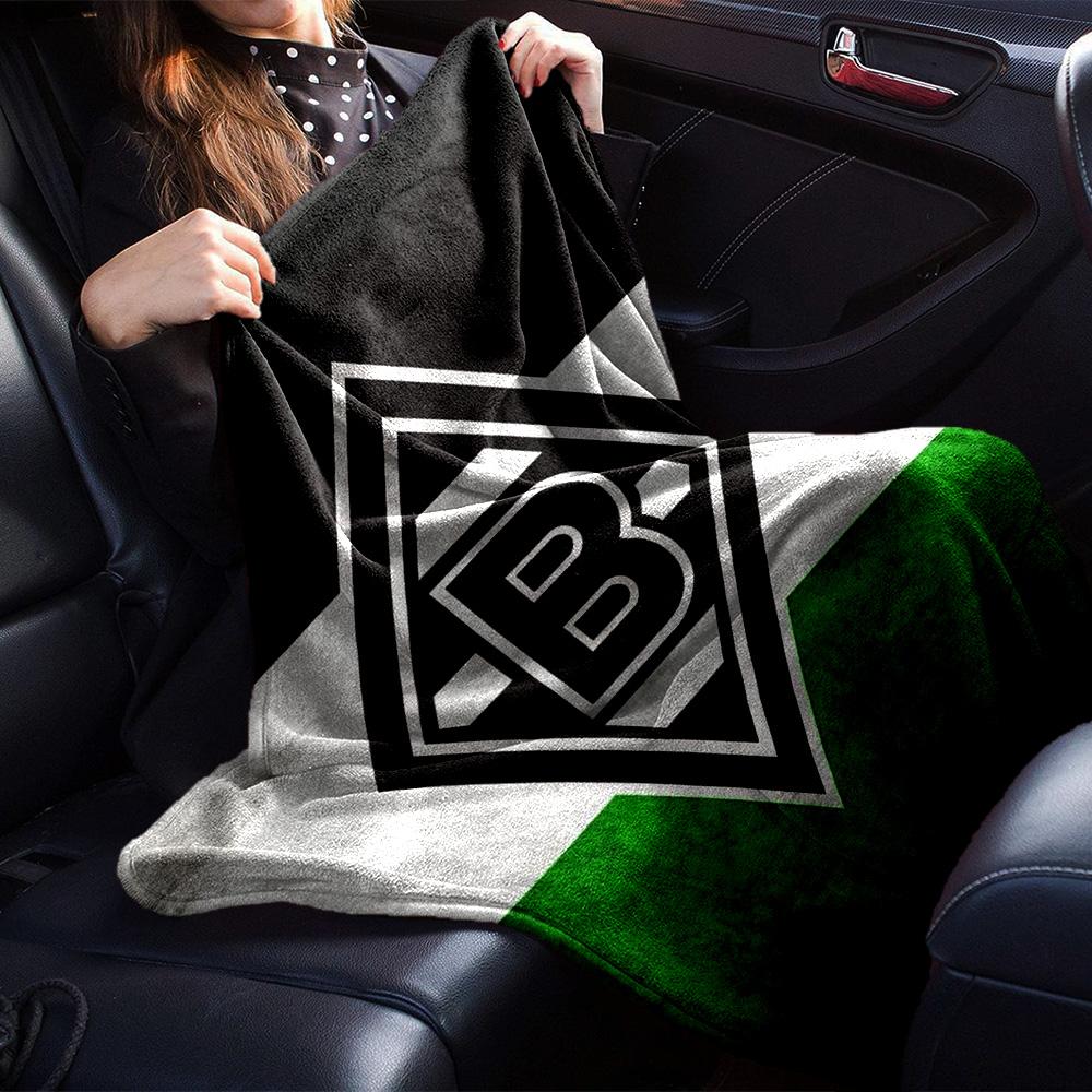Borussia Team Logo Flag Style Print Fleece Blanket Soccer Fan Soft Warm Throw Blanket for Sofa Couch Bedroom Home Decor Gift