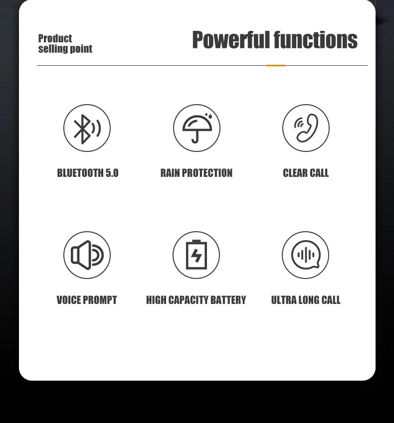 Motorcycle Helmet Bluetooth Headset 1200mAh Long Standby Wireless Hands-free Waterproof Motorbike Earphone Moto Earphone