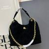Bag Women's New Retro Large-capacity Diamond Chain Versatile Single Shoulder Portable Tote Bag Commuter Bucket Bag