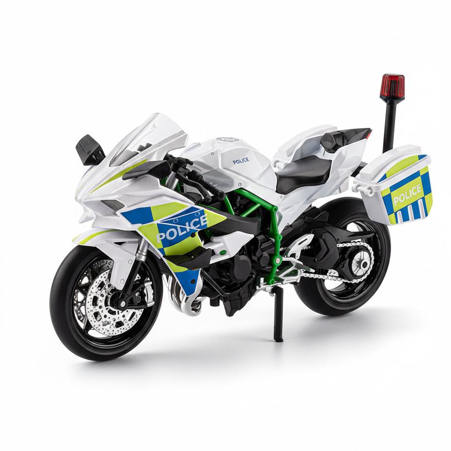 

1/12 Kawasaki H2R Ninja Police Alloy Die Cast Motorcycle Model Vehicle Collection Sound and Light Off Road Autocycle Toys Car білий