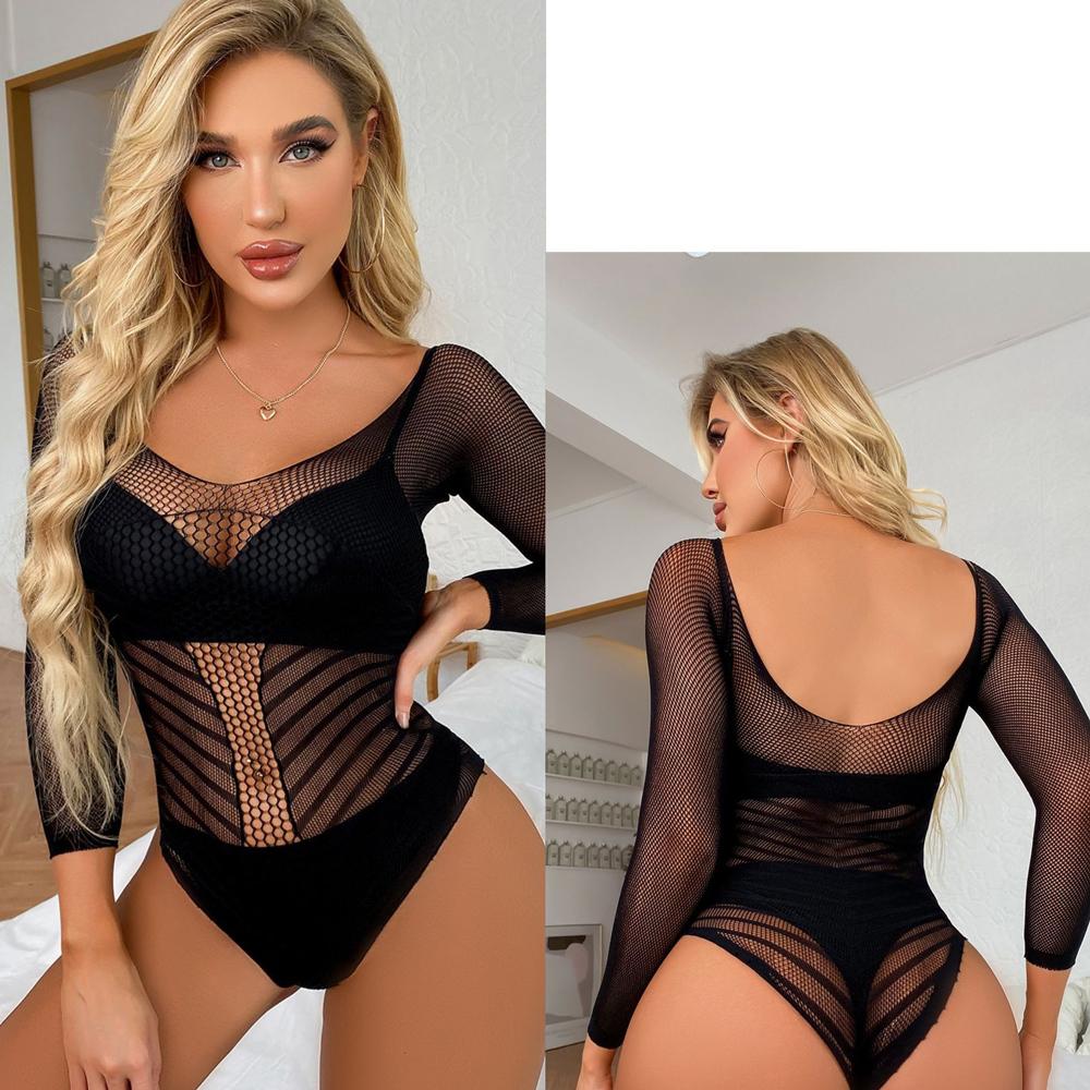 Новые женские цельные боди-костюмы, сексуальный сетчатый прозрачный облегающий костюм, эротический сетчатый ажурный прозрачный комбинезон