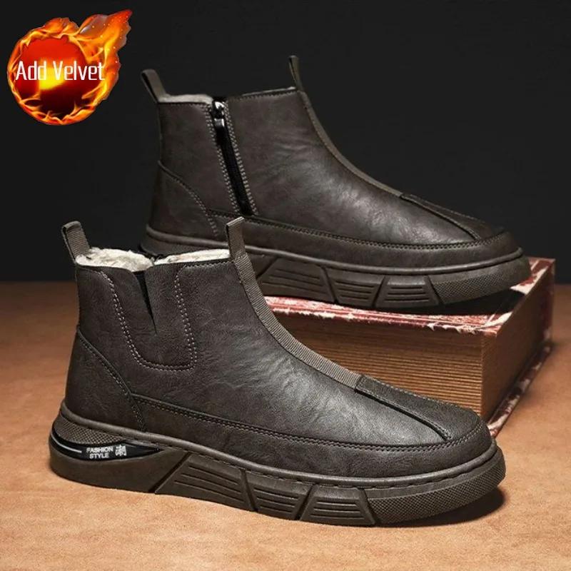New in Men's Snow Boots Platform Warm Cold Proof Male Winter Shoes Brands Offer Anti Slip Fur Footwear High Quality Sale Luxury