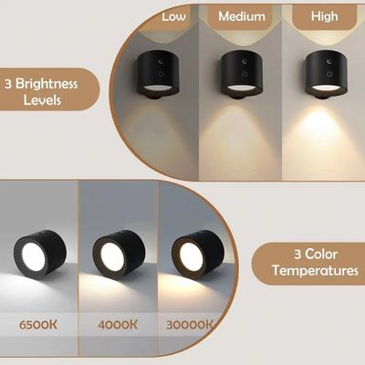 Led Wall Light Double Head Bedroom Wall Lamp Touch Control Wireless USB Recharge Portable Night Light Room Writing Reading Lamps