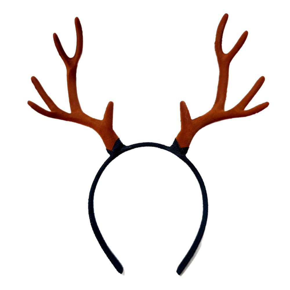 Christmas Reindeer Antlers Headband - Brown & Red, Adult Size