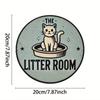 Round Metal Poster Cat Wall Art Bathroom Decor Aluminum Gift