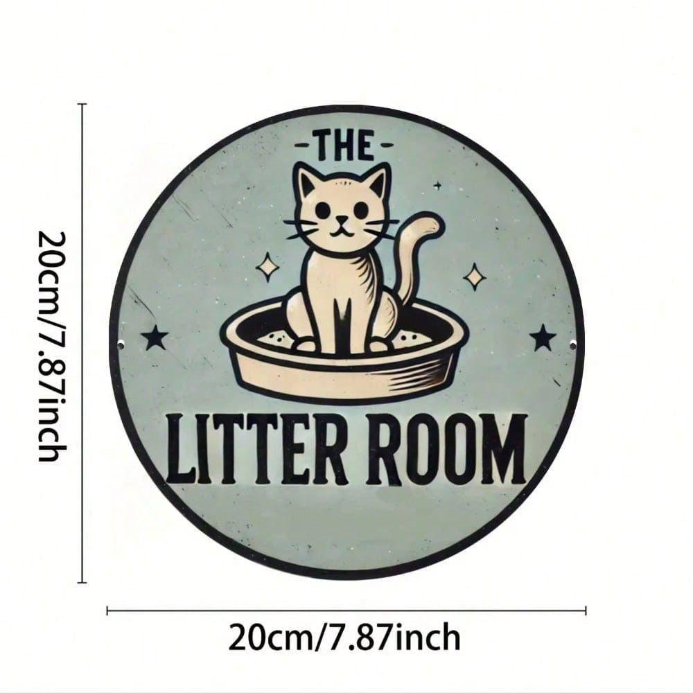 Round Metal Poster Cat Wall Art Bathroom Decor Aluminum Gift