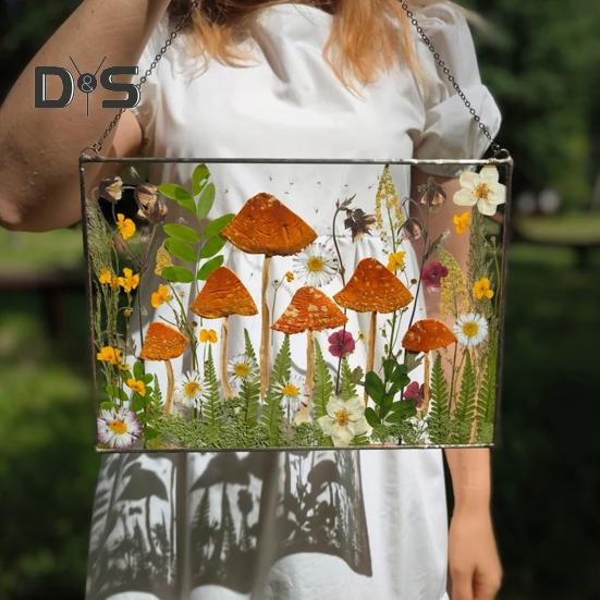 

Полевой цветок грибной гербарий подвесное украшение для внутреннего и наружного сада окно настенное украшение грибной прессованный цветок художественное украшение rectangular