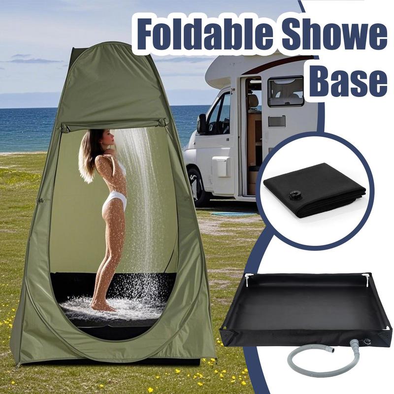 Foldable Shower Base Portable Shower Pan with Drain Pipe Collapsibles Shower Basin Shower Tent Awning Base for Indoor & Outdoor