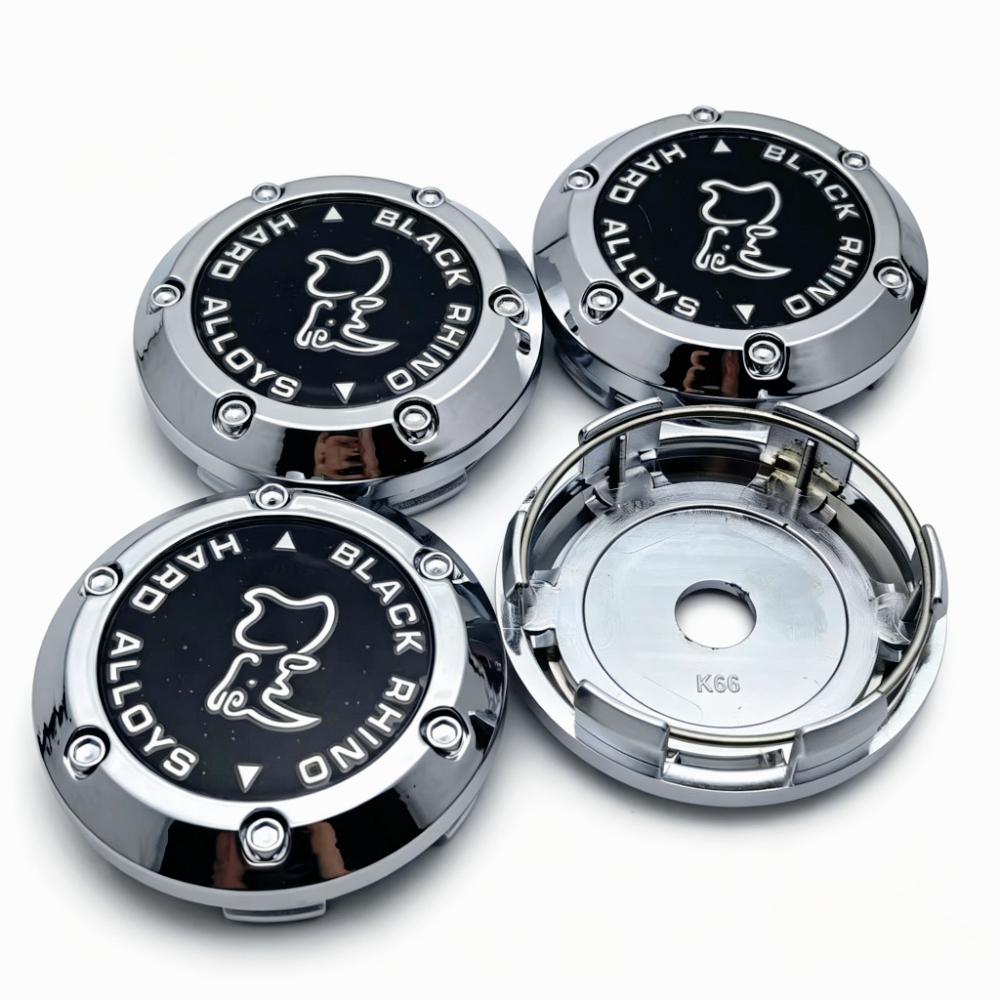 4pcs Black Rhino Logo Emblem Car Wheel Center Caps 66MM Clips 62MM Wheels Hub Cap Rim Hubcaps Dust Cover Replace Car Accessories