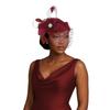 Polka Dot Veil Bridal Beret Elegant Style Head Wrap Pearl Feather Mesh Fascinator Hat  Banquet