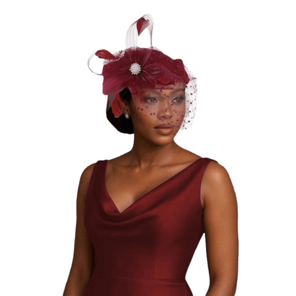 Polka Dot Veil Bridal Beret Elegant Style Head Wrap Pearl Feather Mesh Fascinator Hat Banquet