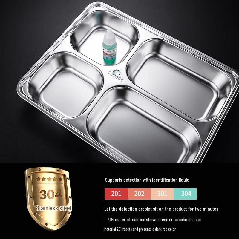 304 Stainless Steel Rectangular Divided Lunch Tray