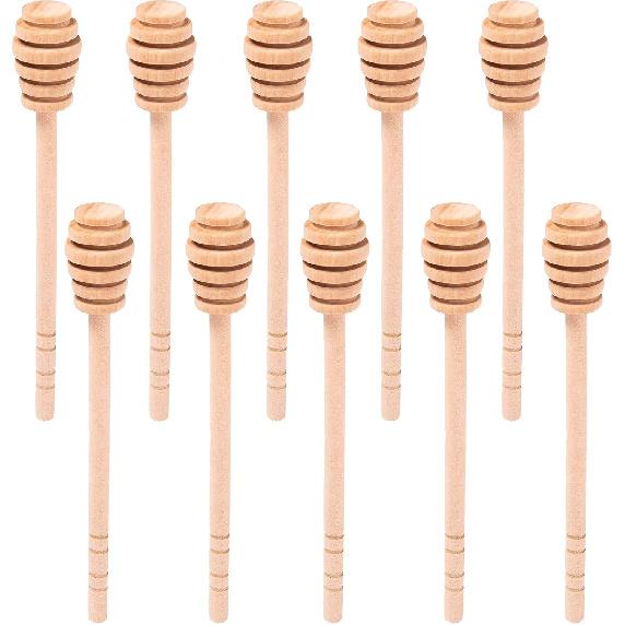 6 Inch Wooden Honey Mixing Stirrer Dipper Stick 40pcs Collecting Dispensing Drizzling Honey Spoon Dipper Jam Portable Wedding Party Gift (40, 6Inch)