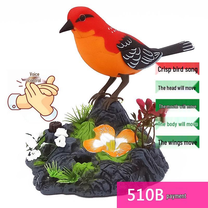Hlasově ovládaná elektrická hračka Malý ptáček se simulací pohybu a zvuku aktivovaná indukcí