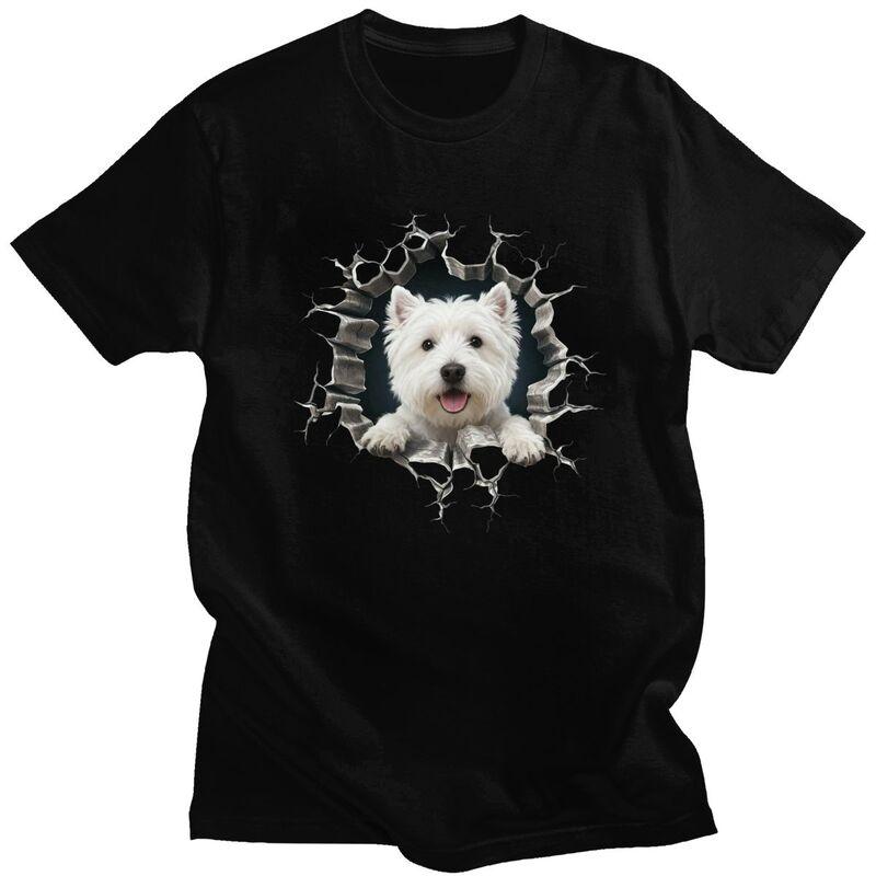 Przełomowy West Highland White Terrier Koszulka Męska 100% Bawełna T-shirt Rekreacyjny Westie Miłośnik Psów Koszulki Streetwear Koszulki
