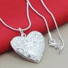 Hot 925 Sterling Silver Photo Frame Pendant Necklace Snake Chain Woman Charm Statement Fashion Jewelry Wedding PartyGood Product