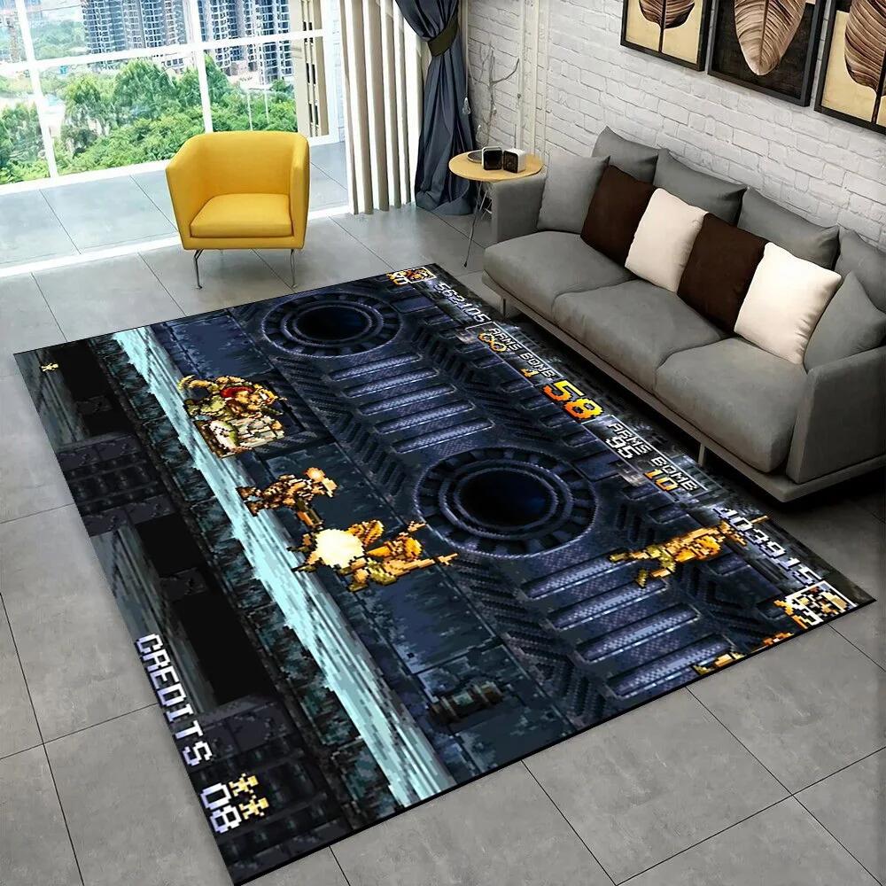Klasyczna Gra Retro Metal Slug Dywanik Obszarowy dla Gracza, Dywan do Domu Salon Sypialnia Sofa Wycieraczka Dekoracyjna, Mata Podłogowa Antypoślizgowa do Zabawy dla Dzieci