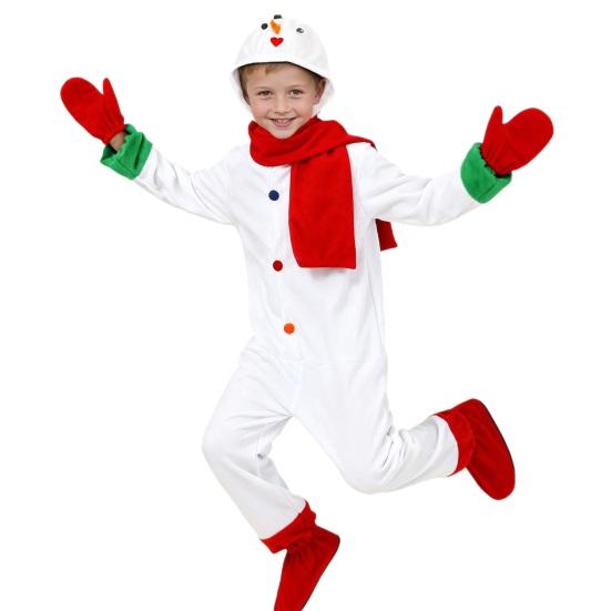 Çocuk Noel Kardan Adam Tulum Unisex Kardan Adam Cosplay Kostümü Kışlık Peluş Tek Parça Pijama Eldivenli ve Atkılı Erkek Kız Çocuklar İçin