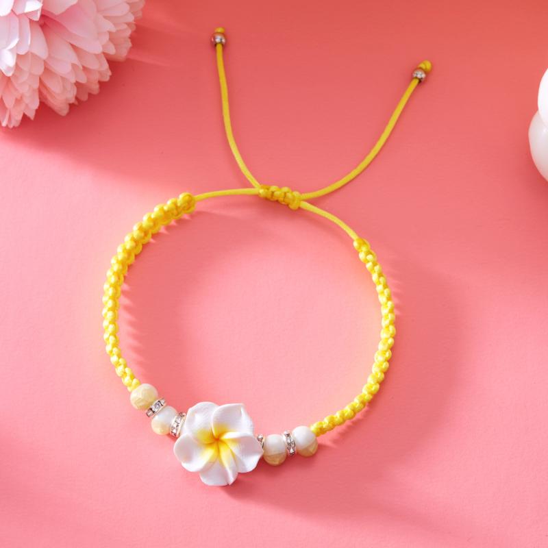 Bohemian Big Flower Charm Bracelets For Women Elegant Resort Style Soft Clay Pottery Beaded Bangles Girls Party Jewelry