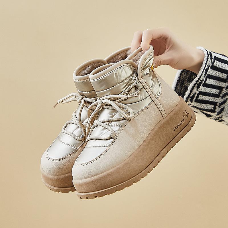 

Женские ботинки на шнуровке, холодные, теплые, утепленные, для снега, на толстой подошве, с высоким противоскольжением, для носки на открытом воздухе, для отдыха, спортивные, хлопковые ботинки 40