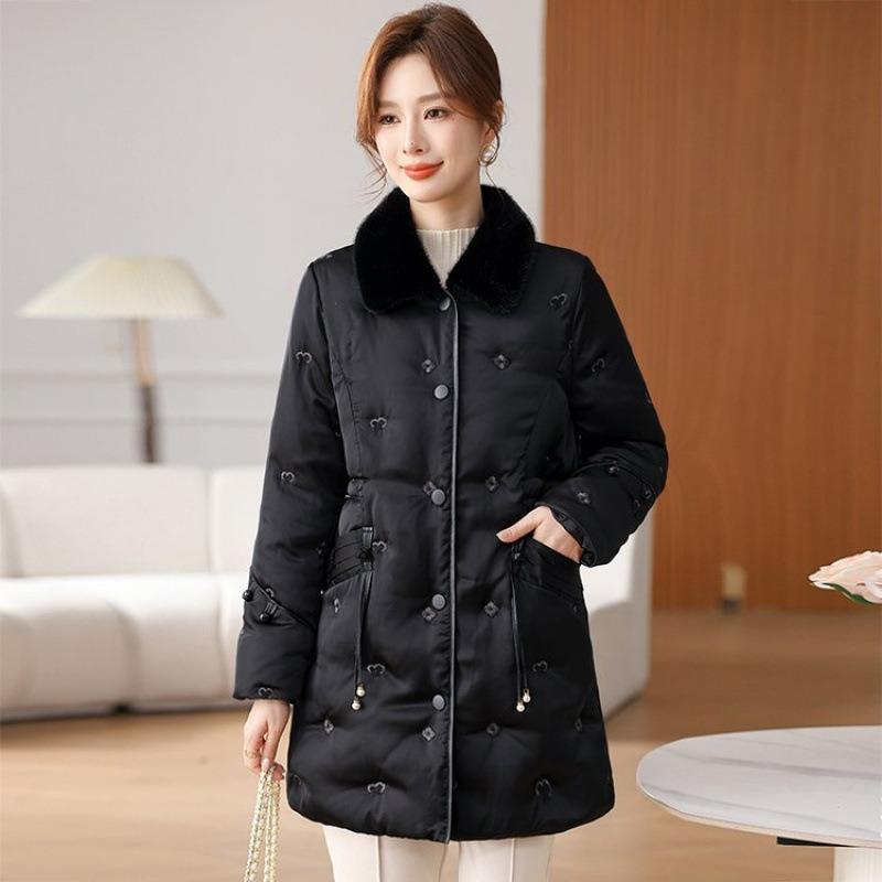 White Duck Down Winter Coat Thickened Warm Year Old 0 Women's New Down Jacket Medium and Long