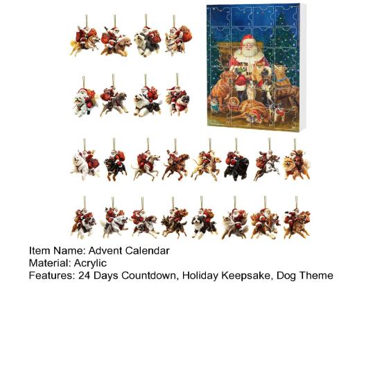 Dog Advent Calendar 24 Days Dog Theme Christmas Countdown Calendar 2D Dog And Santa Decorations Fun Holiday Gift Keepsake for Family Kids Dog Lovers