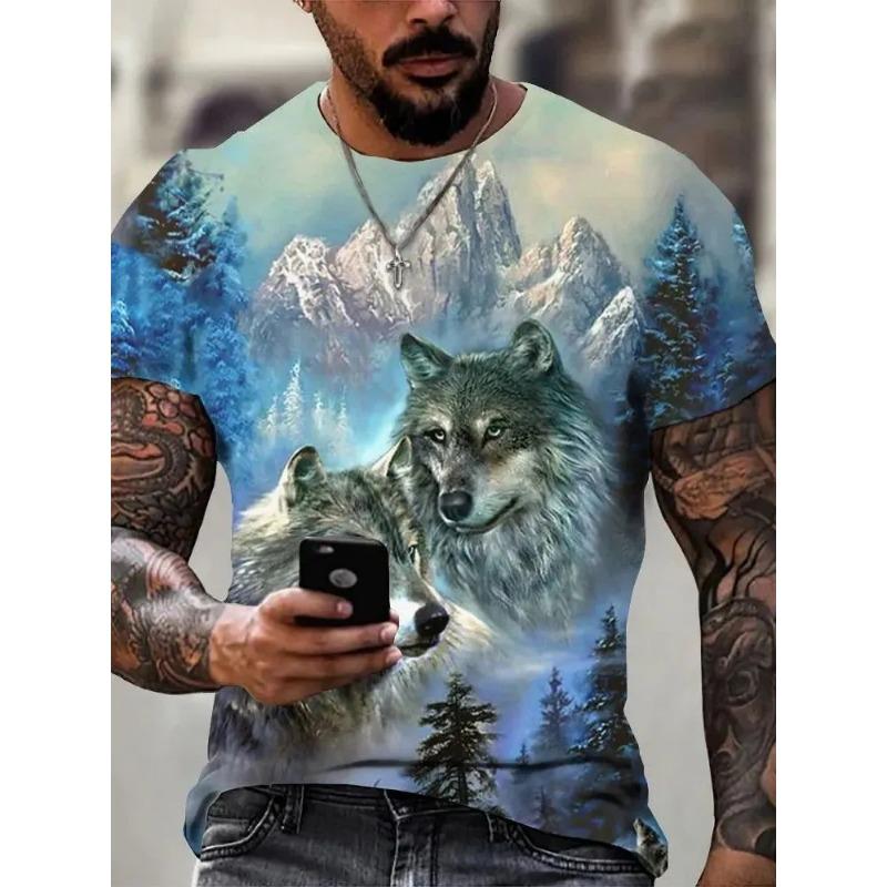 Summer Round Neck 3D Animal Print Top Fashionable Casual Short Sleeved Men's T-shirts
