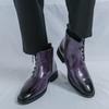 Men’s High Top Black Leather Boots Dress Formal Business Retro Brown Ankle Boots Tuxedo Purple Wedding Shoes Plus Size