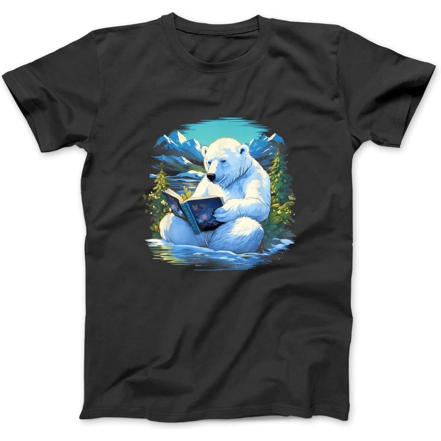 

Outdoors Polar Bear Reading Book T-Shirt, Sweatshirt, Hoodie for Men Women Kids Made in Canada Black XXXXXL різнокольоровий