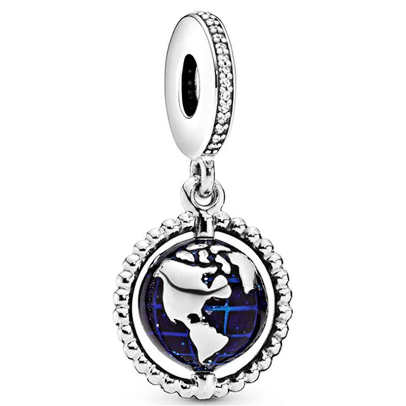 Silver Plated Blue Starry Sky Pendant Alloy Set Star Earth Bead Bracelet & Necklace DIY Jewelry Accessories Series