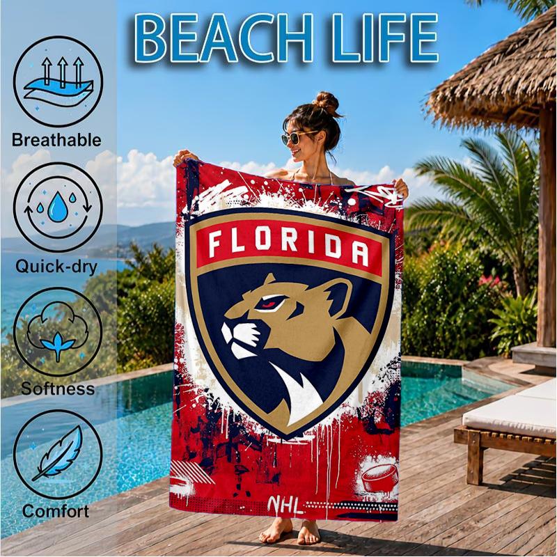 Panthers Team Spirit Beach Towel, Super Soft Microfiber, Perfect Gift for Her/Him, Birthday, for Pool, Beach, Travel, Decor Beach Party
