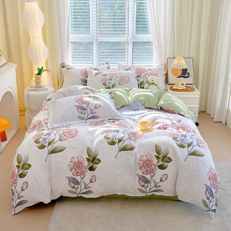 Flower Botanical Duvet Cover Set 3pcs Floral Bedding Set for Kids and Adults Comforter Covers Pillowcases, Washable Home Textil