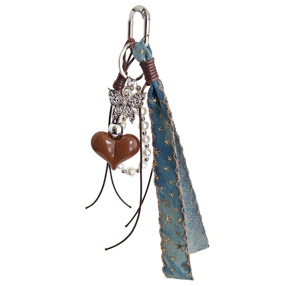 Cowboy Ribbon Bag Pendant Pearl Bag Charm New Love Heart Pendant Fashion Accessories