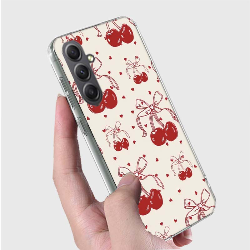 Cherry Bow Phone Case for Samsung A16 A26 A36 A56 A17 A37 A57 A07 A06 A02S A03 A04S A05S Galaxy Note 20 10 A50S A71 A51 A31 A30