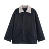 Retro Jacket, Spring Long Sleeved, Contrasting Collar, Patch Pocket, Buckle Decoration, Loose Jacket, Women's Clothing