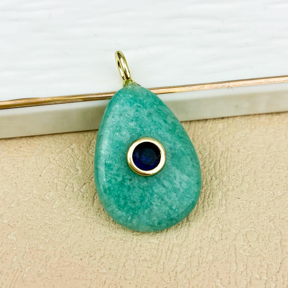 Water Drop Pendant 18K Gold Plated Trendy Natural Gemstones Stone Pave Zircon Amethyst Lapis Lazuli Tiger Eye Party Wedding Gift