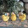 1 Pack 3pcs Cute Little Yellow Chick Straw Animal Figurine, Home Decor Item, Plush Toy, Gift