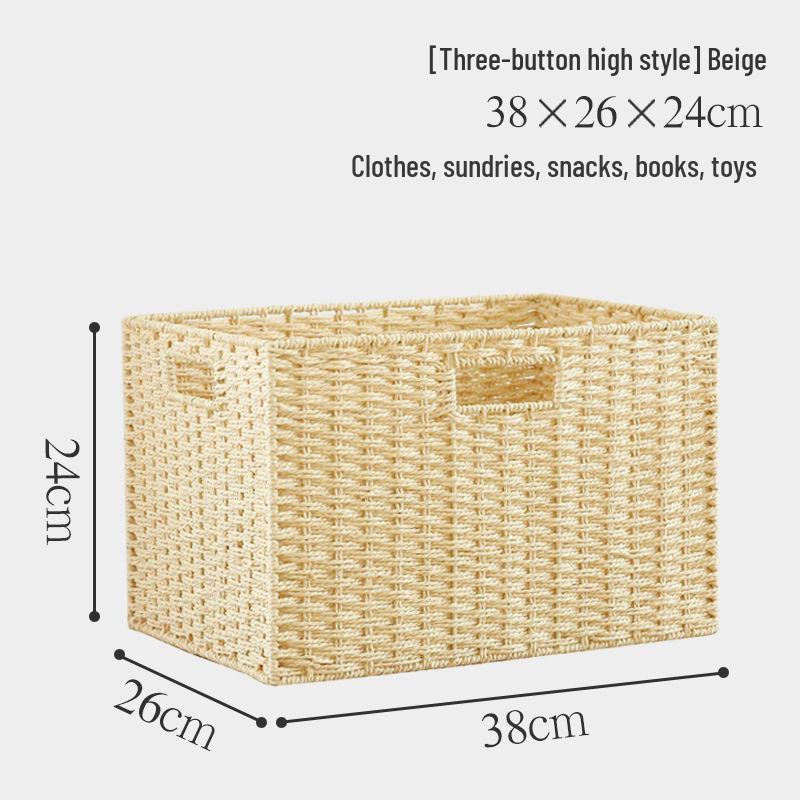 Japanese Style Large Rattan Storage Basket for Clothes, Toys, and Snacks