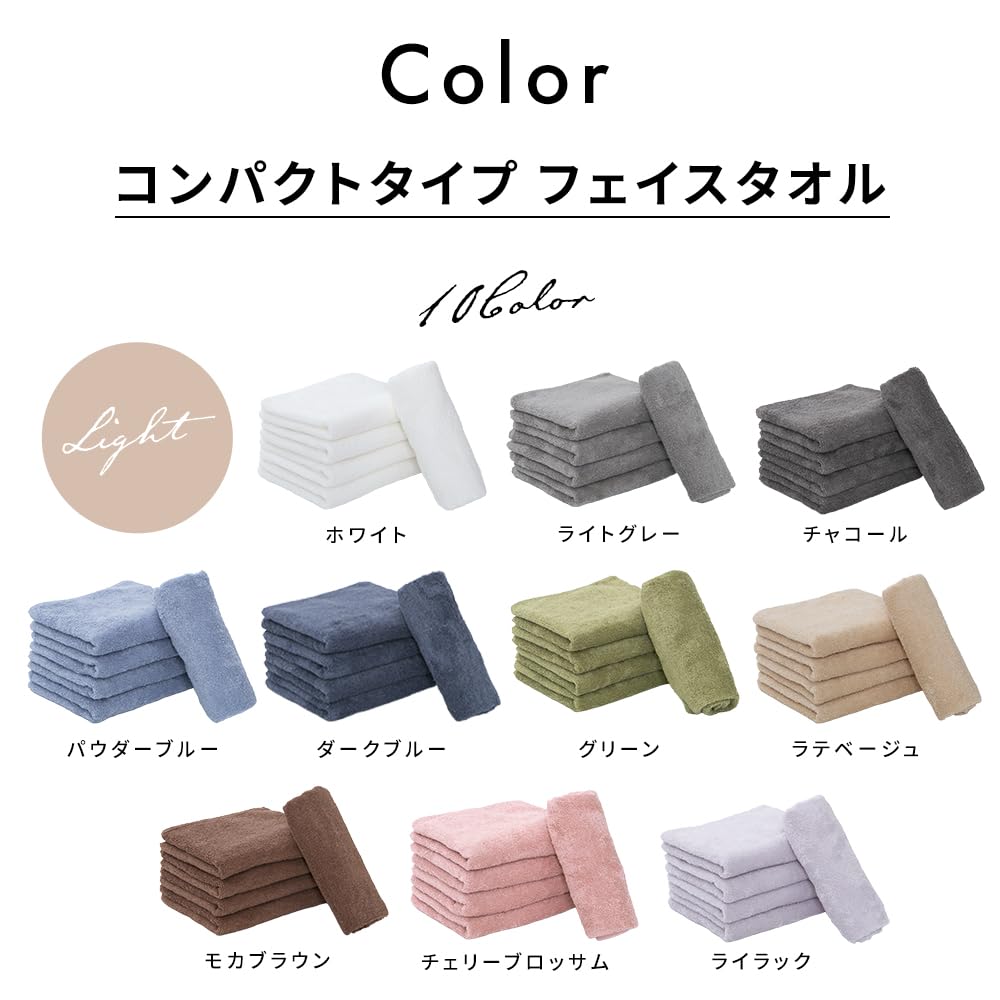 Iris Plaza Face Set Light Microfiber Fabric Fast Polyester and Cotton Towels, 5-Piece (Compact Type), Gray, (Polyester), 34x80cm, Thin, Fluffy,