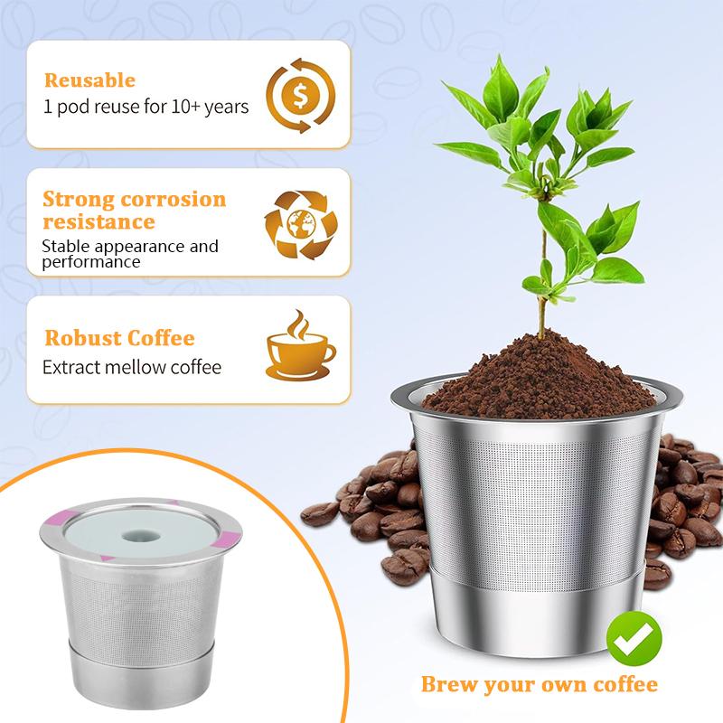 Stainless Steel Reusable K-cup Coffee Filter Capsules Portable Household Accessories Kitchen Tool Creative Little Coffee Filters