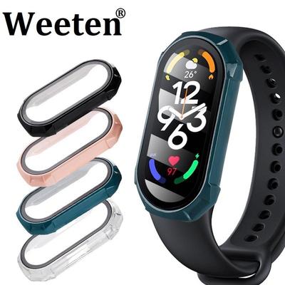 2 In 1 Custodia per PC + Cover per paraurti a schermo intero in vetro per Xiaomi Mi Band 7 6 5 4 Custodia antiurto per orologio NFC per Mi Band 7/7 Custodia per orologio NFC