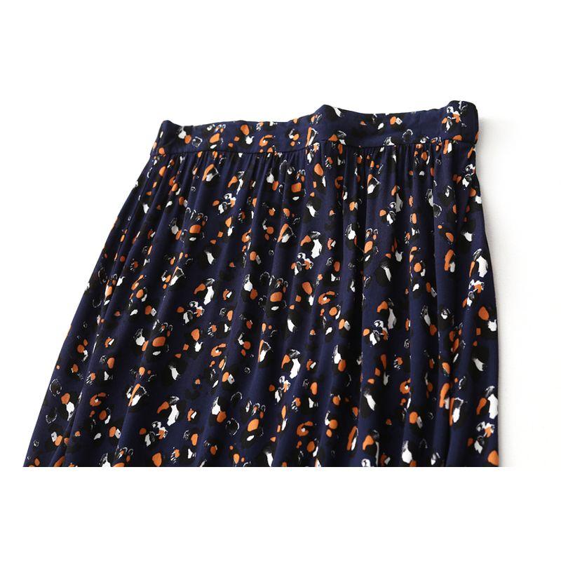 Export Export French Style Retro Print Skirt Women's High Waist Slim Looking Mid Length Long Length Pendant Floral Skirt A- Line Skirt