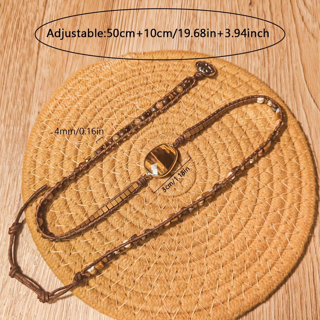 Bohemian Natur Tigerauge Stein Handgeflochtenes Armband Mode Kreativ Unisex für Täglich Party Urlaub Karneval
