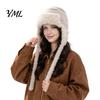 Thermal Wool Blend Hats Women Trapper Hat, Knitted Hat with Ear Flaps, Fuzzy Travel Essential Headgear Trim, Warm Winter Knit for Cold Weather Hiking