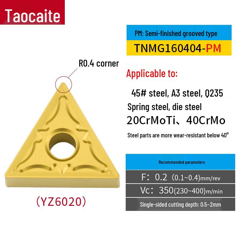 CNC Lathe Double-Sided TNMG160404/08 Triangular Insert for OD/ID Clamping